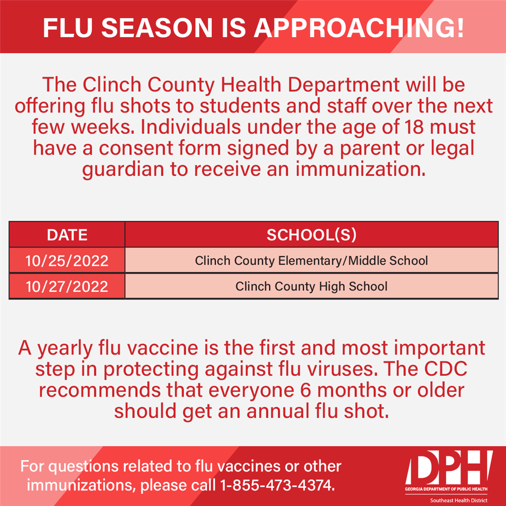 Clinch County School Flu Immunization Schedule